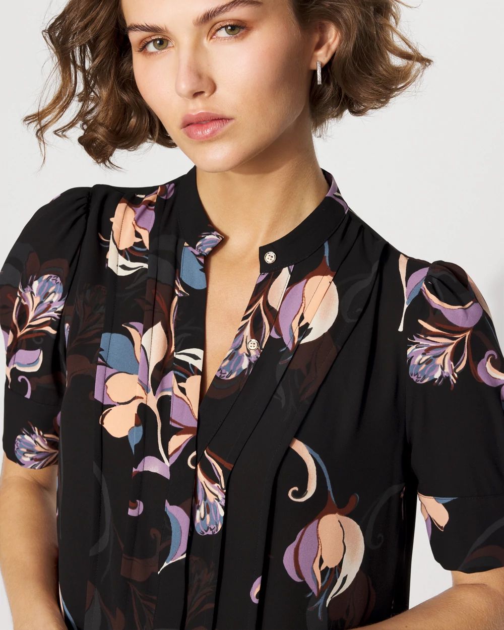 Elbow Sleeve Y-Neck Shirt click to view larger image.