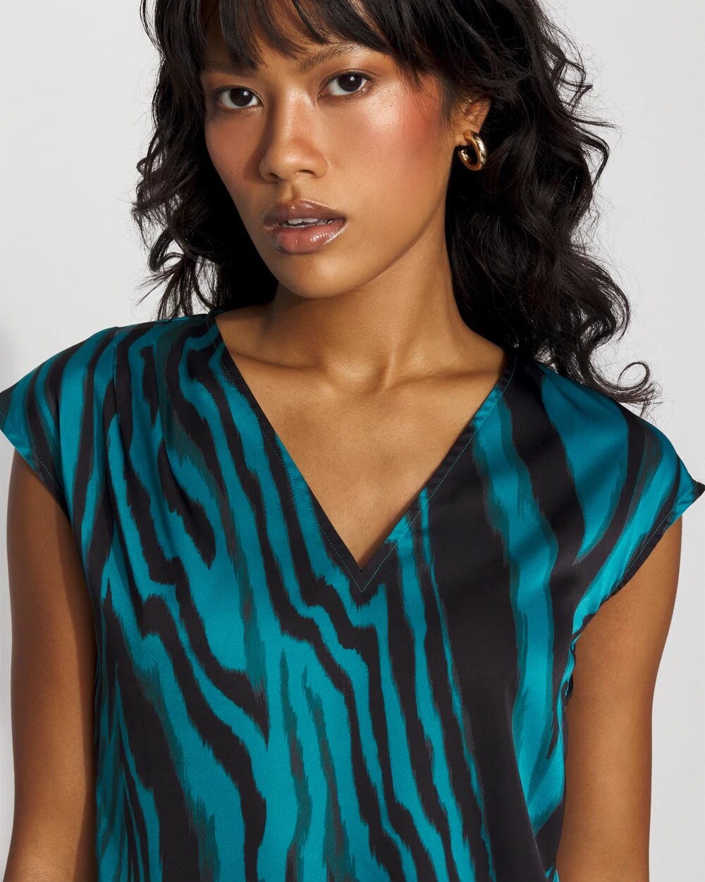 Satin V-Neck Shell - image 3