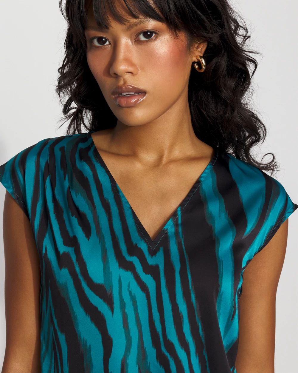 Satin V-Neck Shell