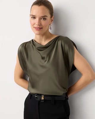 Satin Petal Sleeve Blouse