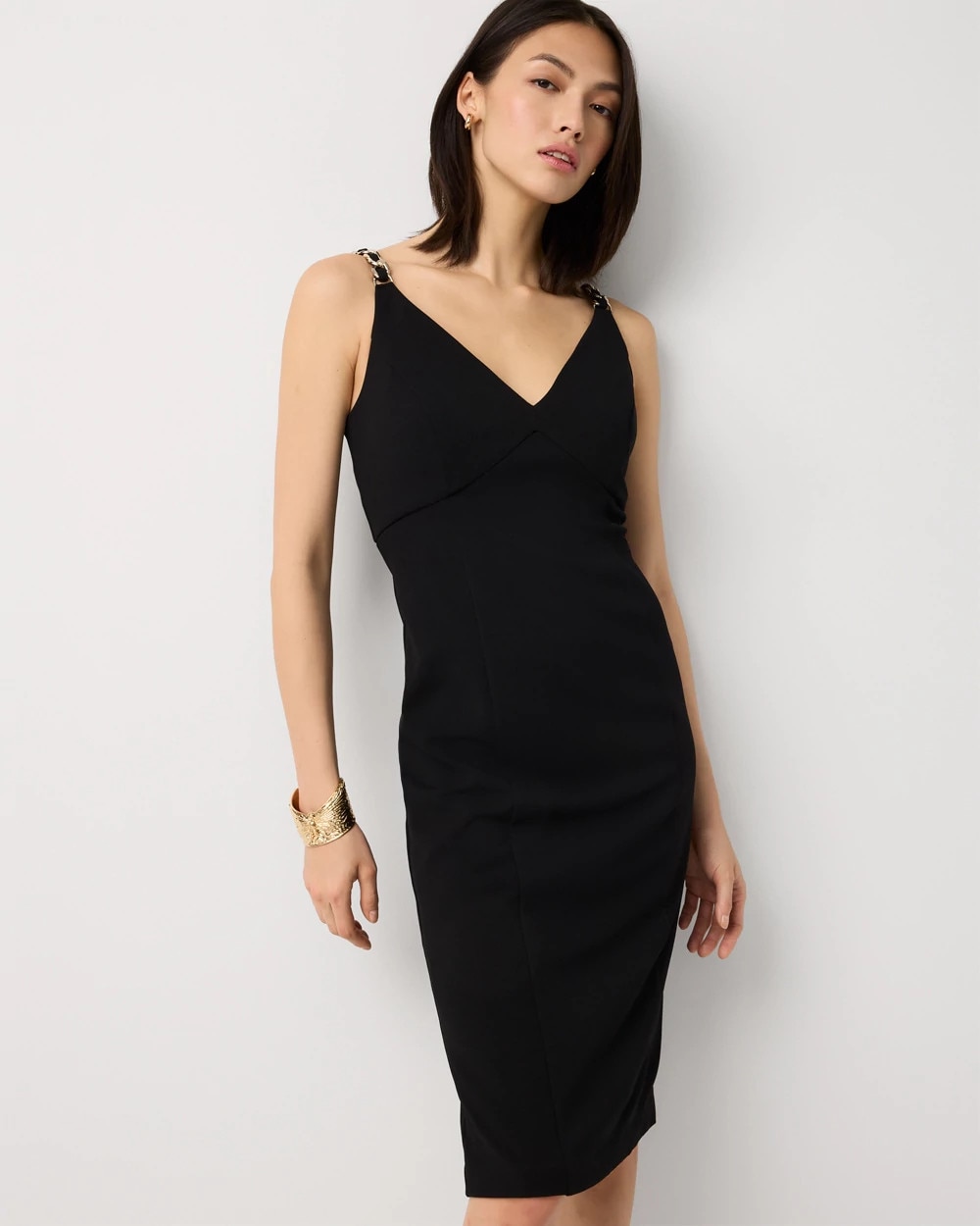 Chain Detail Crepe Dress