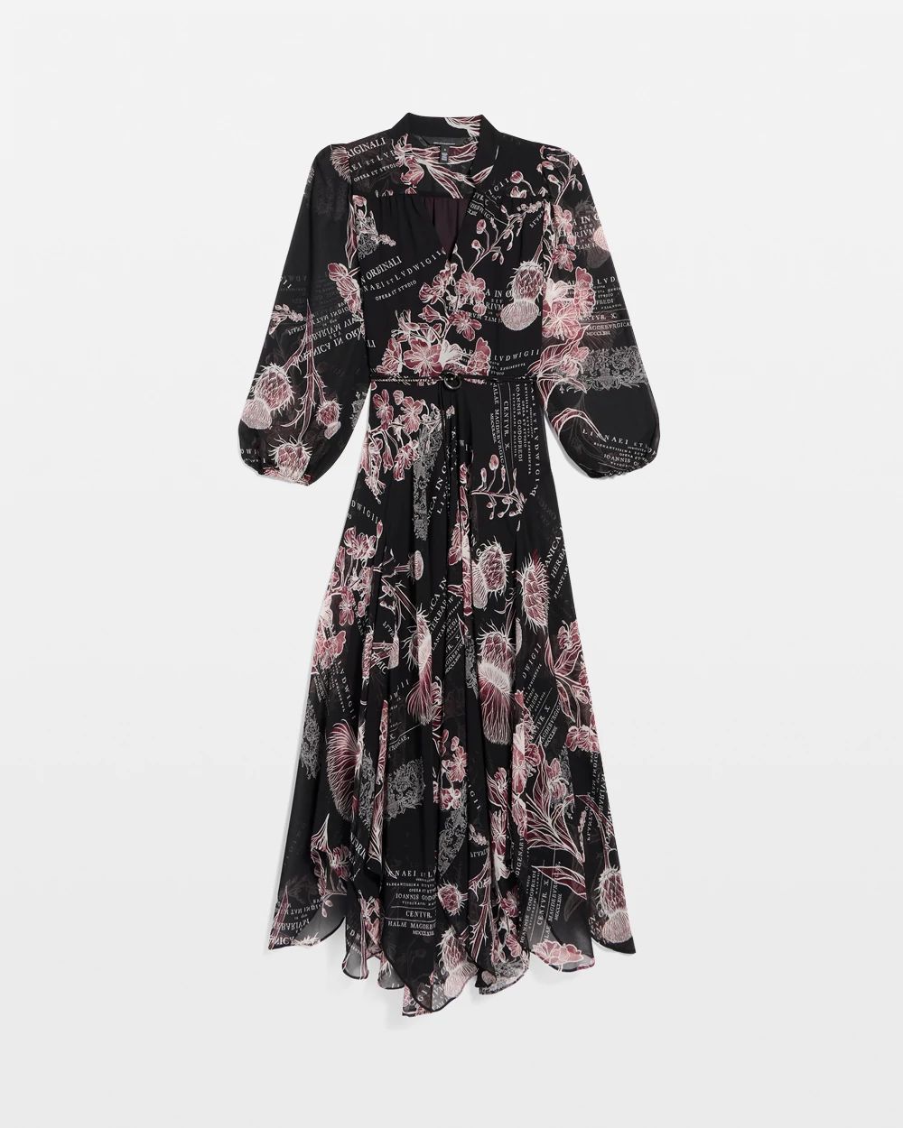 Handkerchief Hem Chiffon Midi Dress click to view larger image.