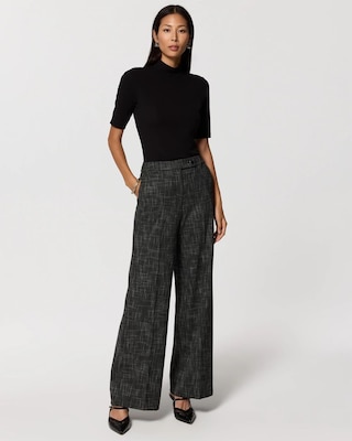 Petite Tweed High Rise Wide Leg Pant