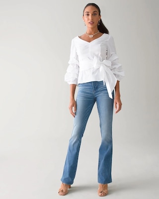 Drama-Sleeve Poplin Shirt