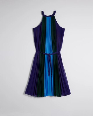 Colorblock Braided Halter Dress