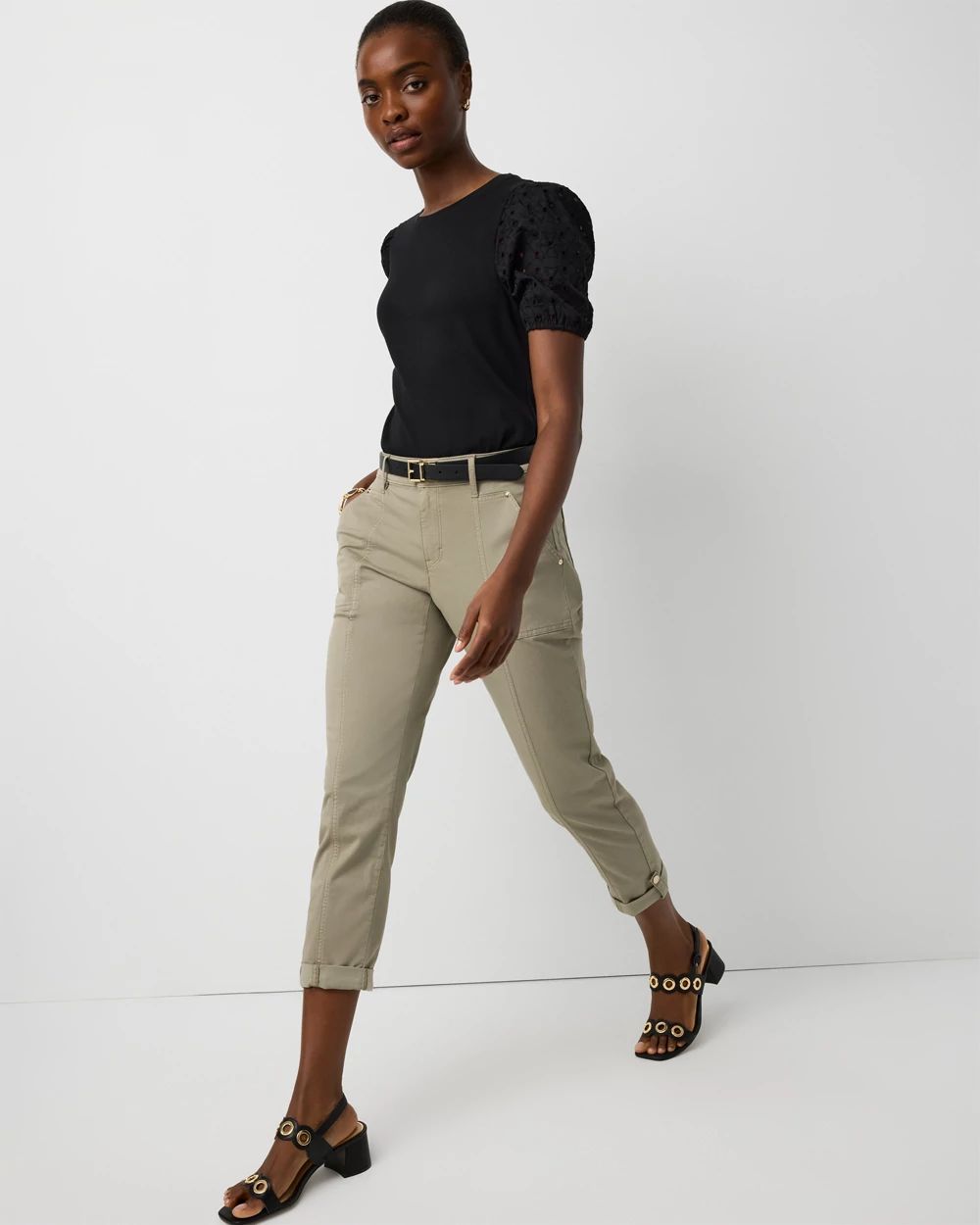 Petite Mid-Rise Pret Crop Pant