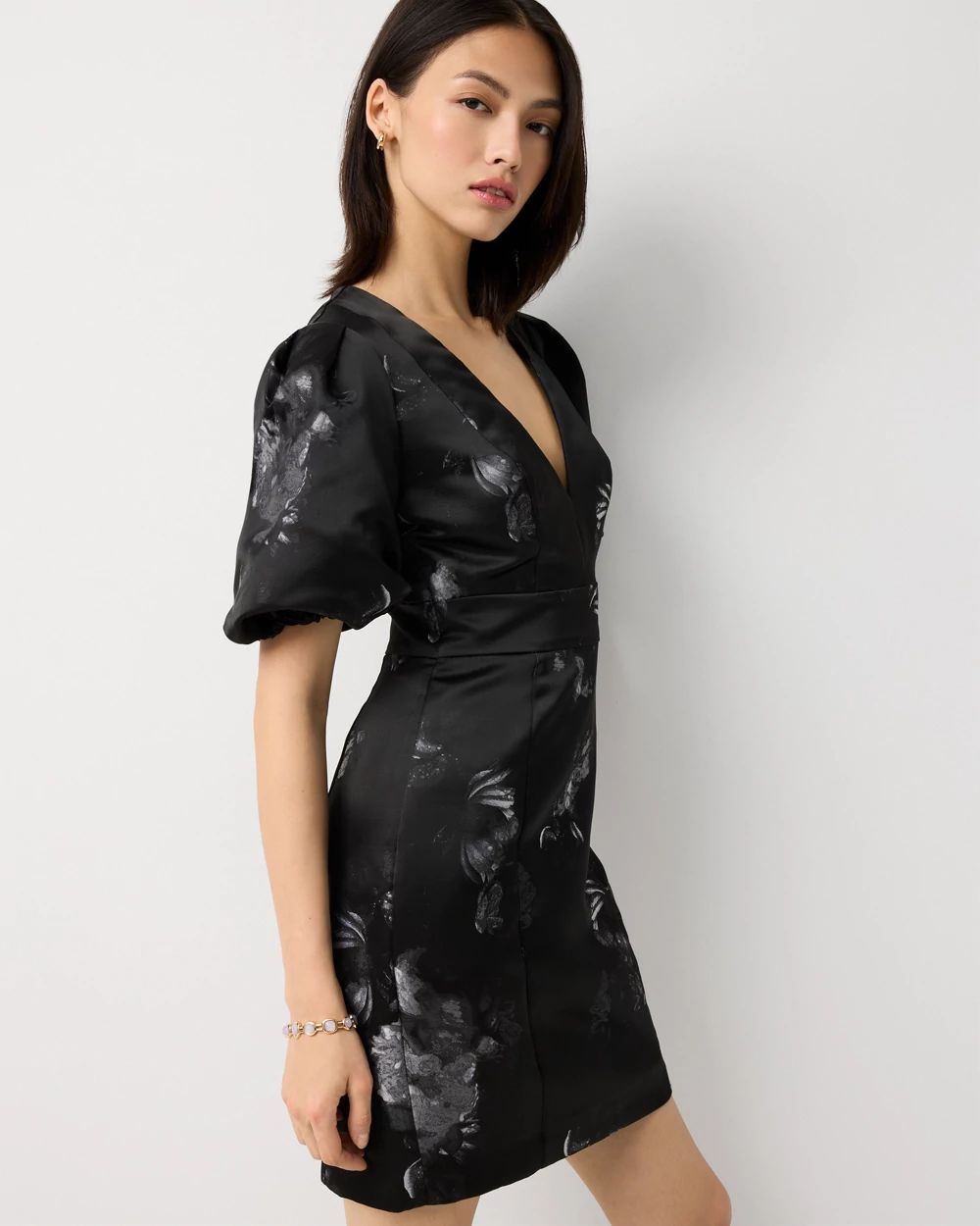 Puff Sleeve Mini Dress click to view larger image.