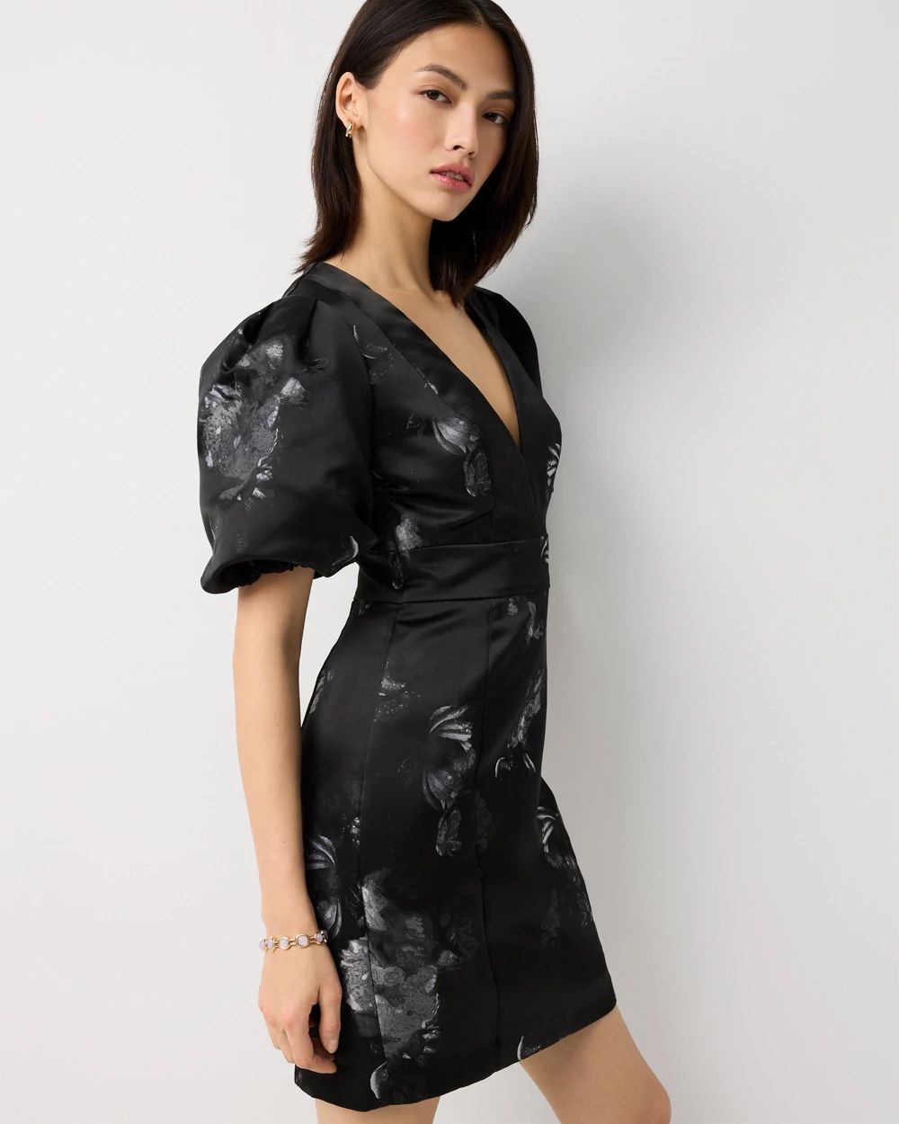 Puff Sleeve Mini Dress click to view larger image.