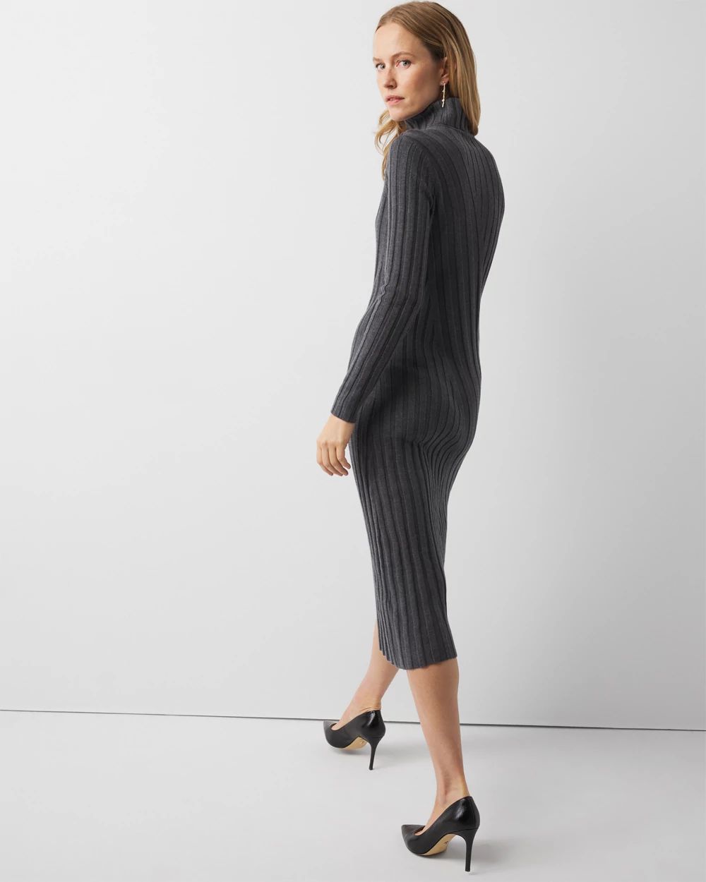 Petite Ribbed Turtleneck Sweater Dress