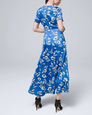 Floral Print Faux Wrap Midi Dress