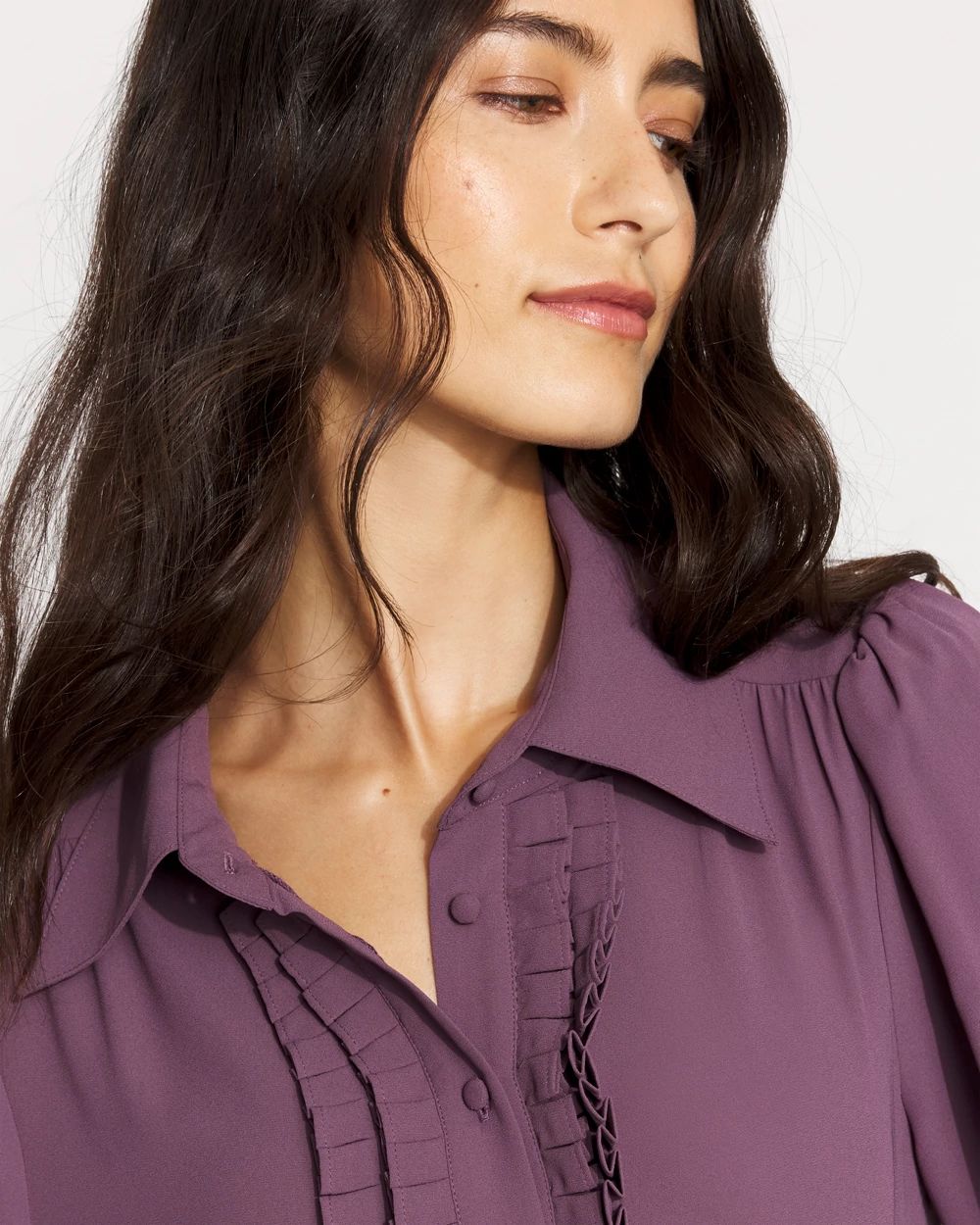 Puff Sleeve Ruffle Shirt click to view larger image.