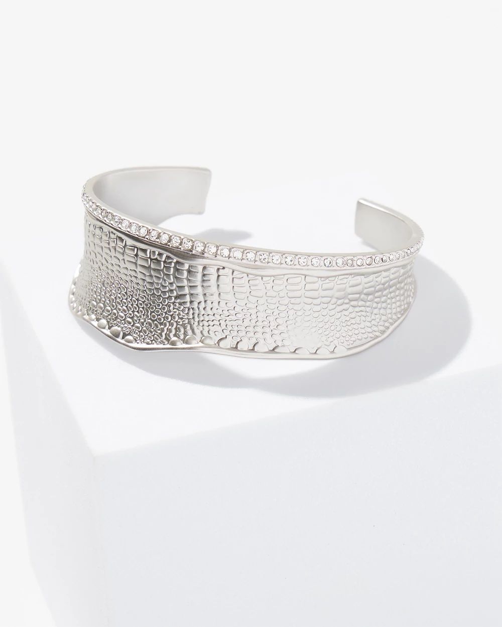 Silver Croc Cuff Bracelet