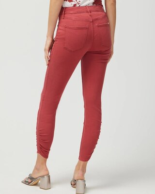 High Rise Ruched Hem Skinny Crop Jeans