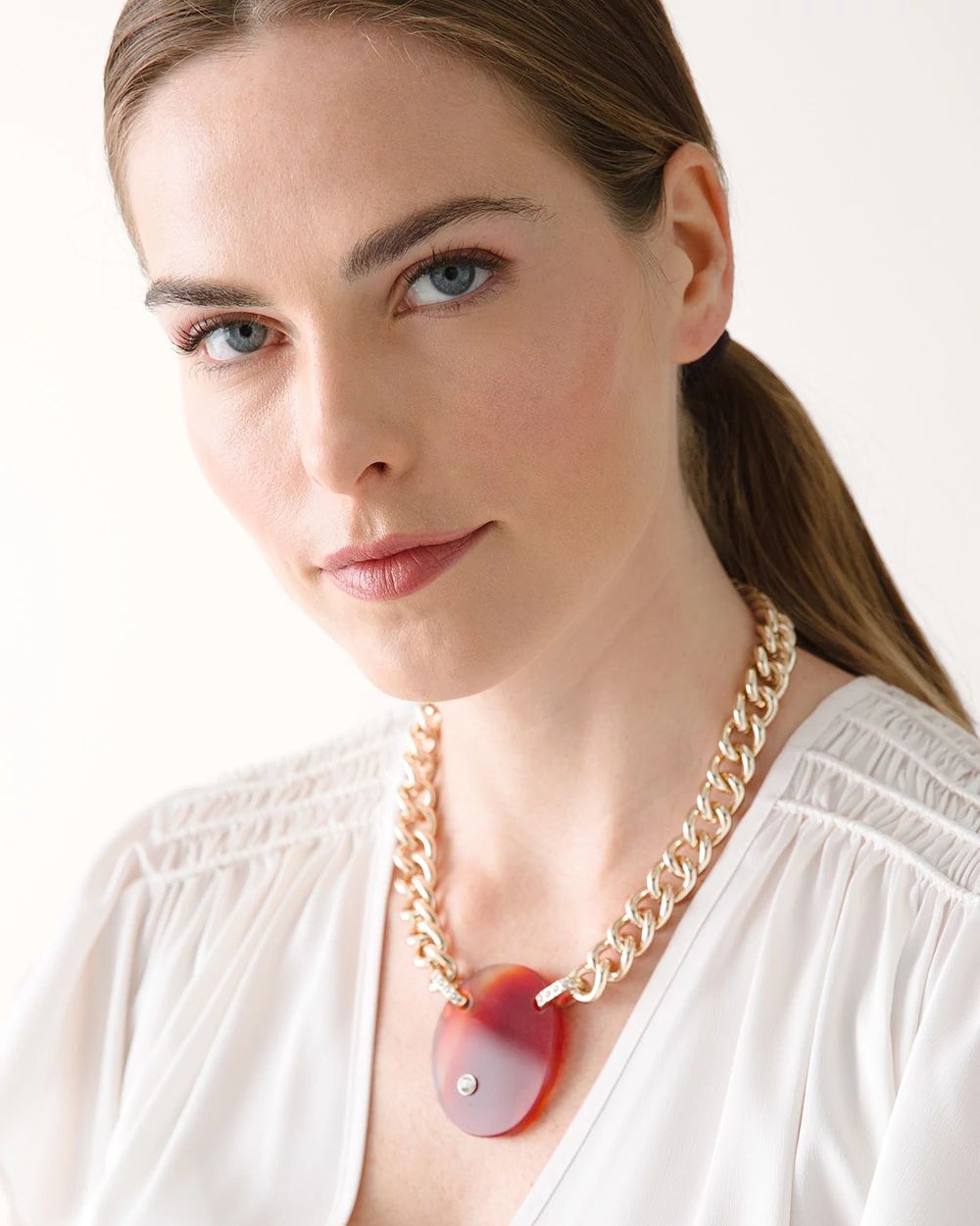 Goldtone Agate Statement Necklace