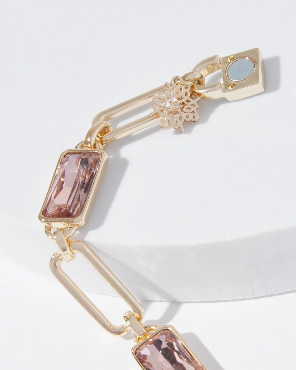 Gold Bezel Rose Crystal Magnetic Bracelet click to view larger image.
