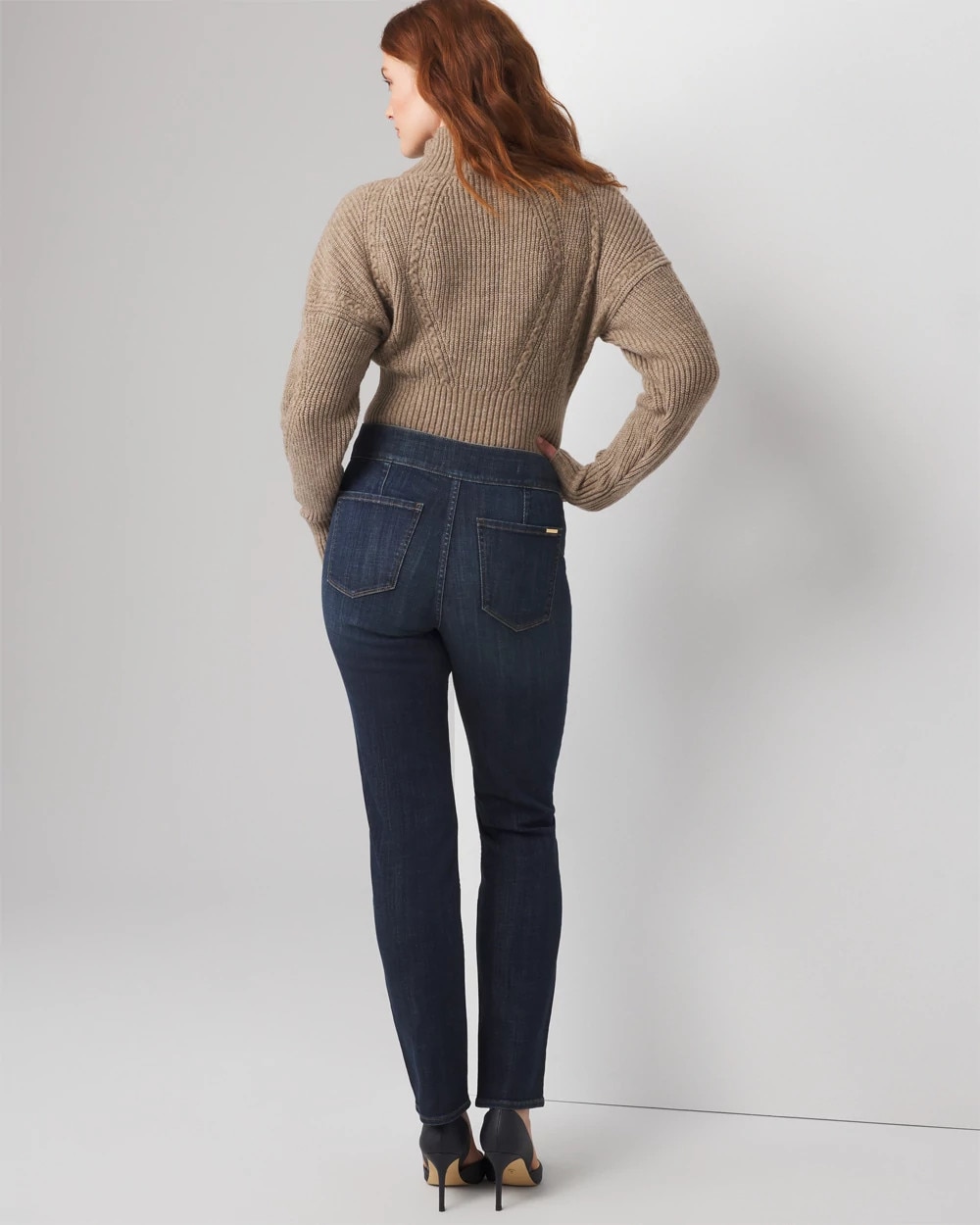 High-Rise Horsebit Slim Jeans