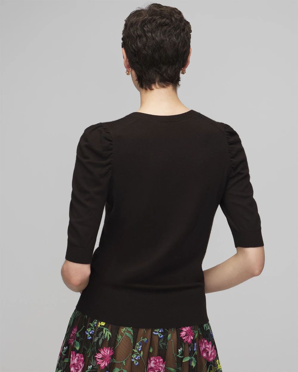 Cashmere Blend Puff Sleeve Sweater
