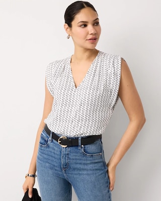 Ruched Shoulder Crepe Shell click to view larger image.