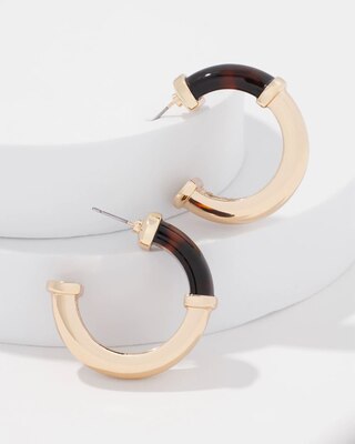 Gold and Tortoiseshell Hoop Earrings