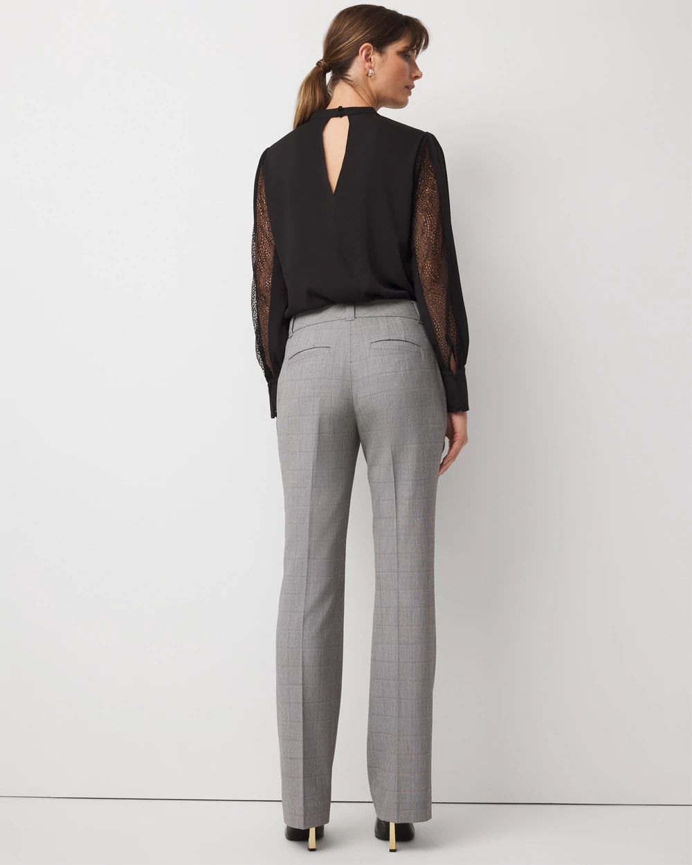 Houndstooth High-Rise Blake Slim Boot Pant
