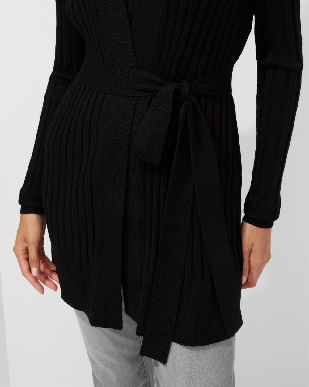 Outlet WHBM Wide-Rib Long Belted Cardigan
