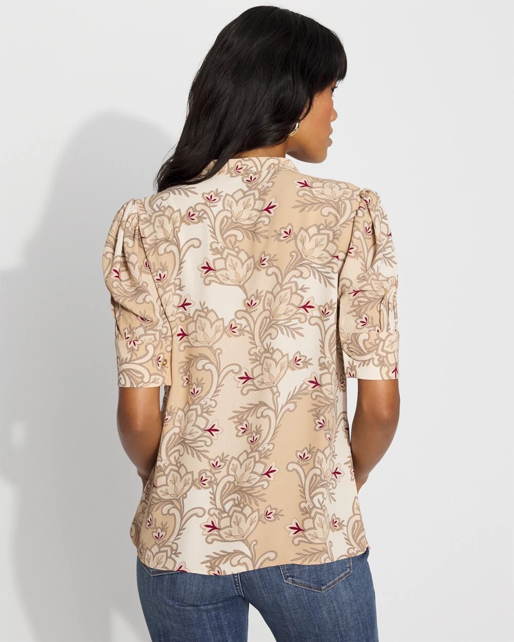 Elbow Sleeve Y-Neck Shirt