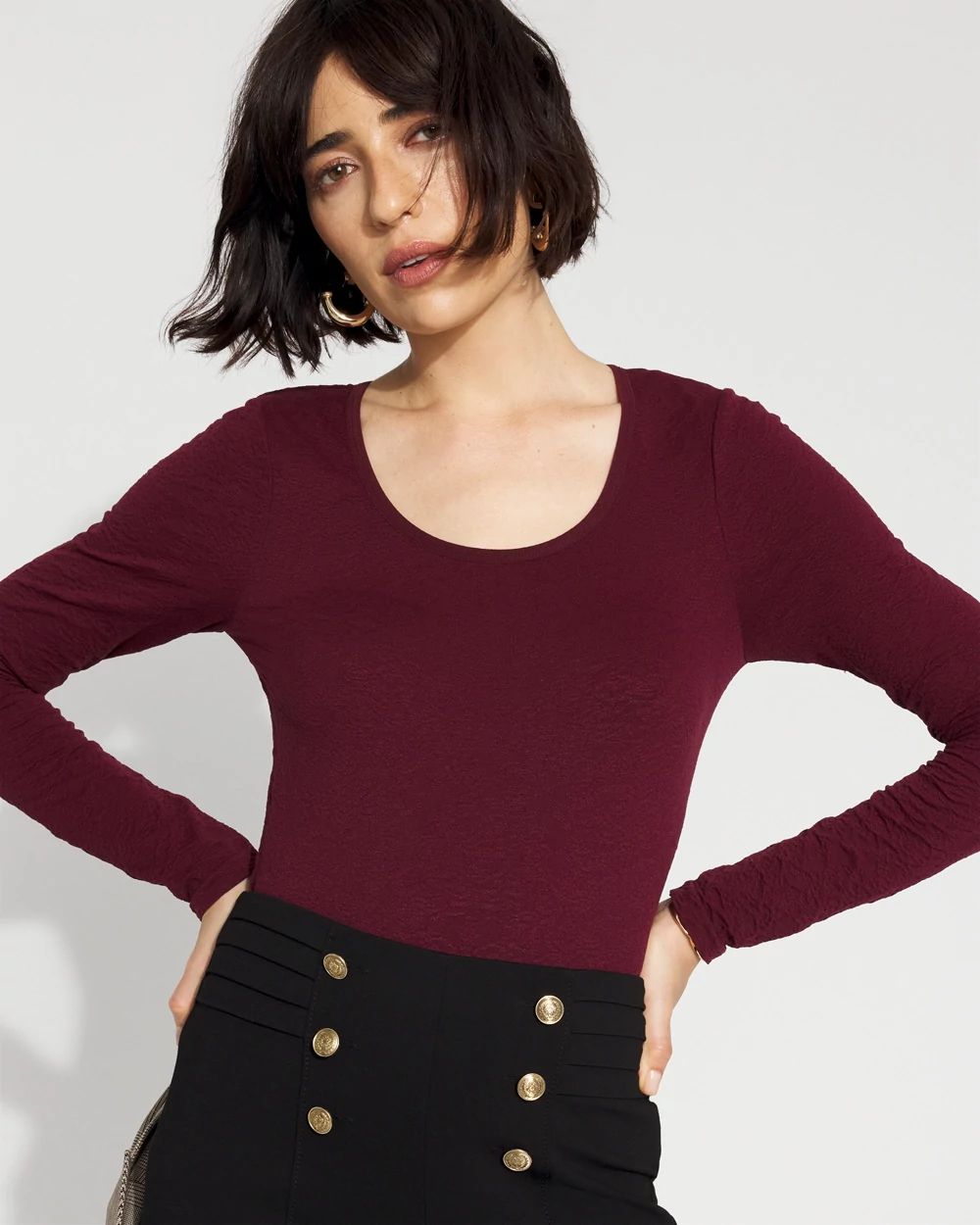 WHBM FORME™ All Ways Stretch Jacquard Scoop Neck Tee
