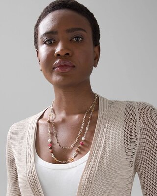 Wood & Sienna Beaded Multi-Strand Long Necklace