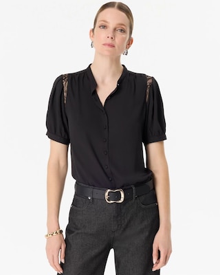 Lace Inset Crepe Blouse