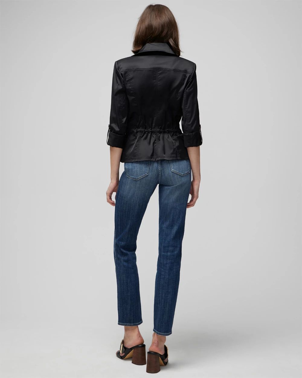Drape-Front Moto Jacket