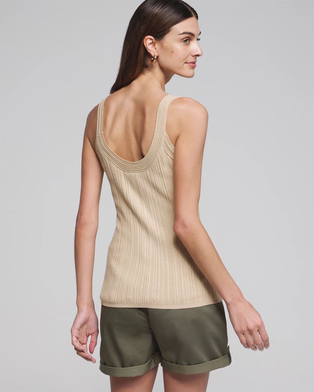 Outlet WHBM Sleeveless Linear Stitch Tank