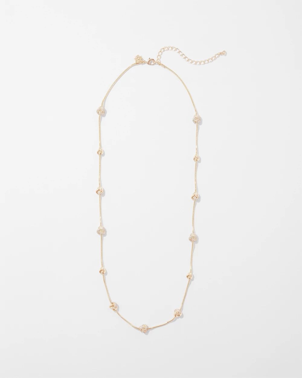 Gold + Pave Knot Long Necklace