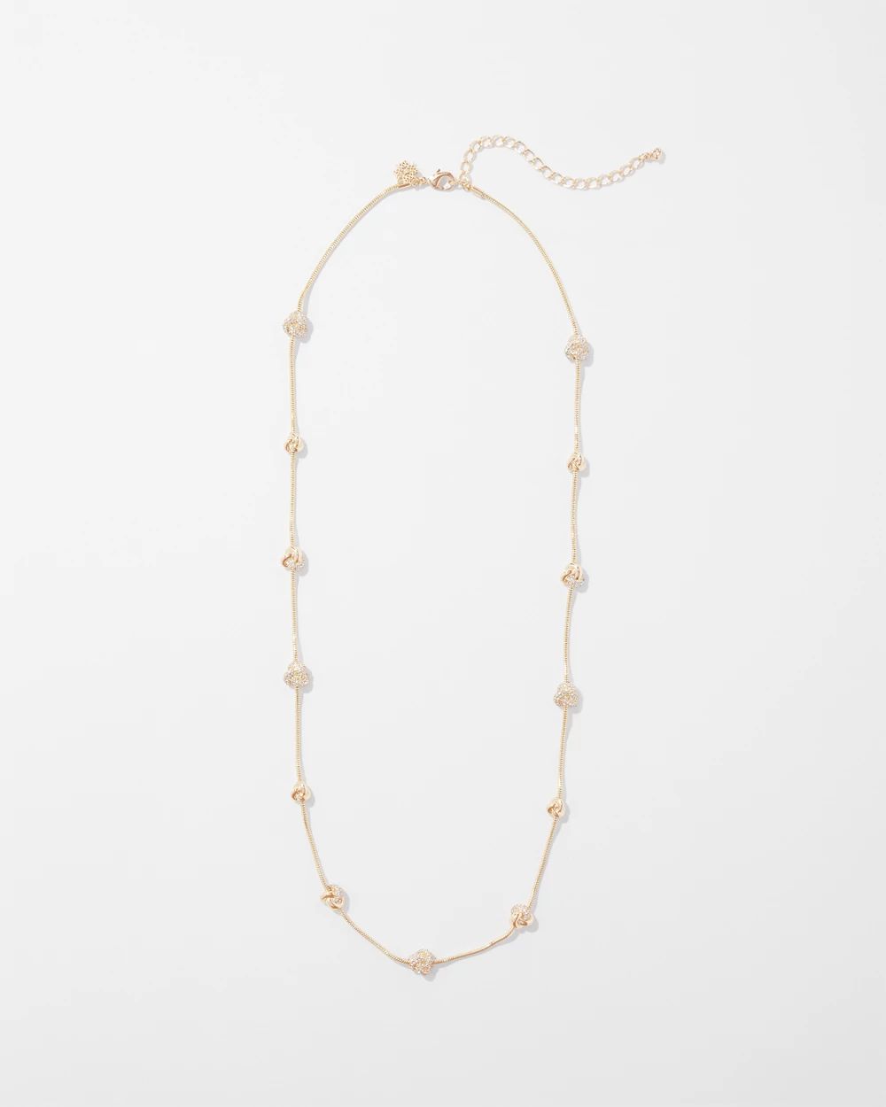Gold + Pave Knot Long Necklace