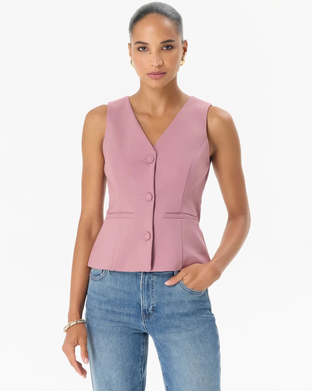 Petite Sleeveless V-neck Vest