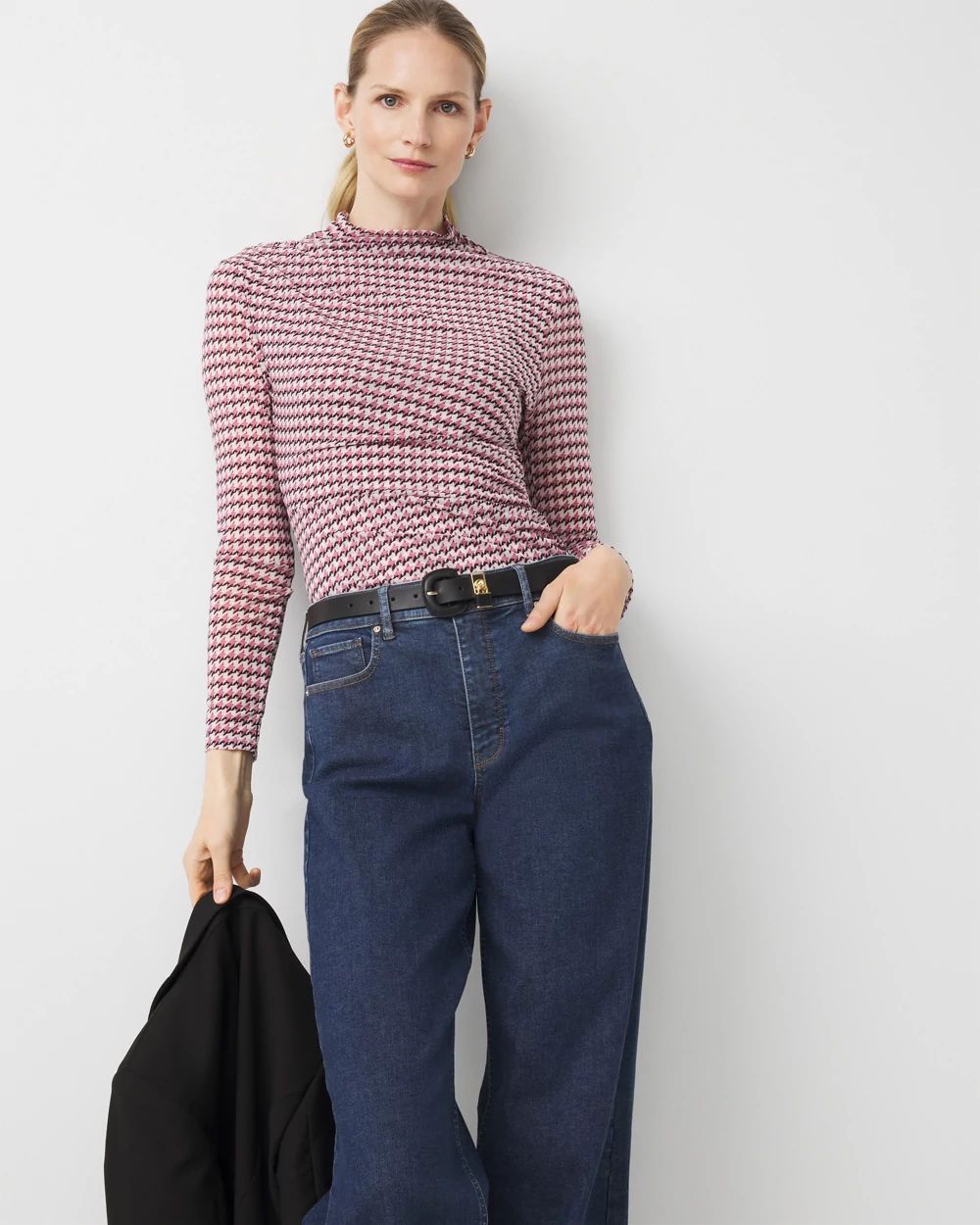 Ruched Mesh Long Sleeve Top click to view larger image.