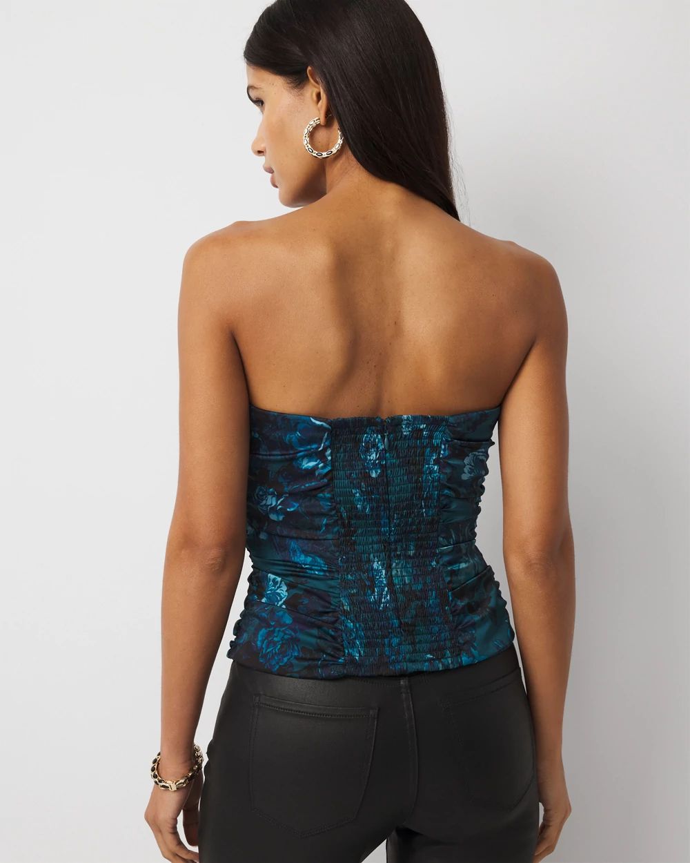 Floral Ruched Satin Bustier click to view larger image.