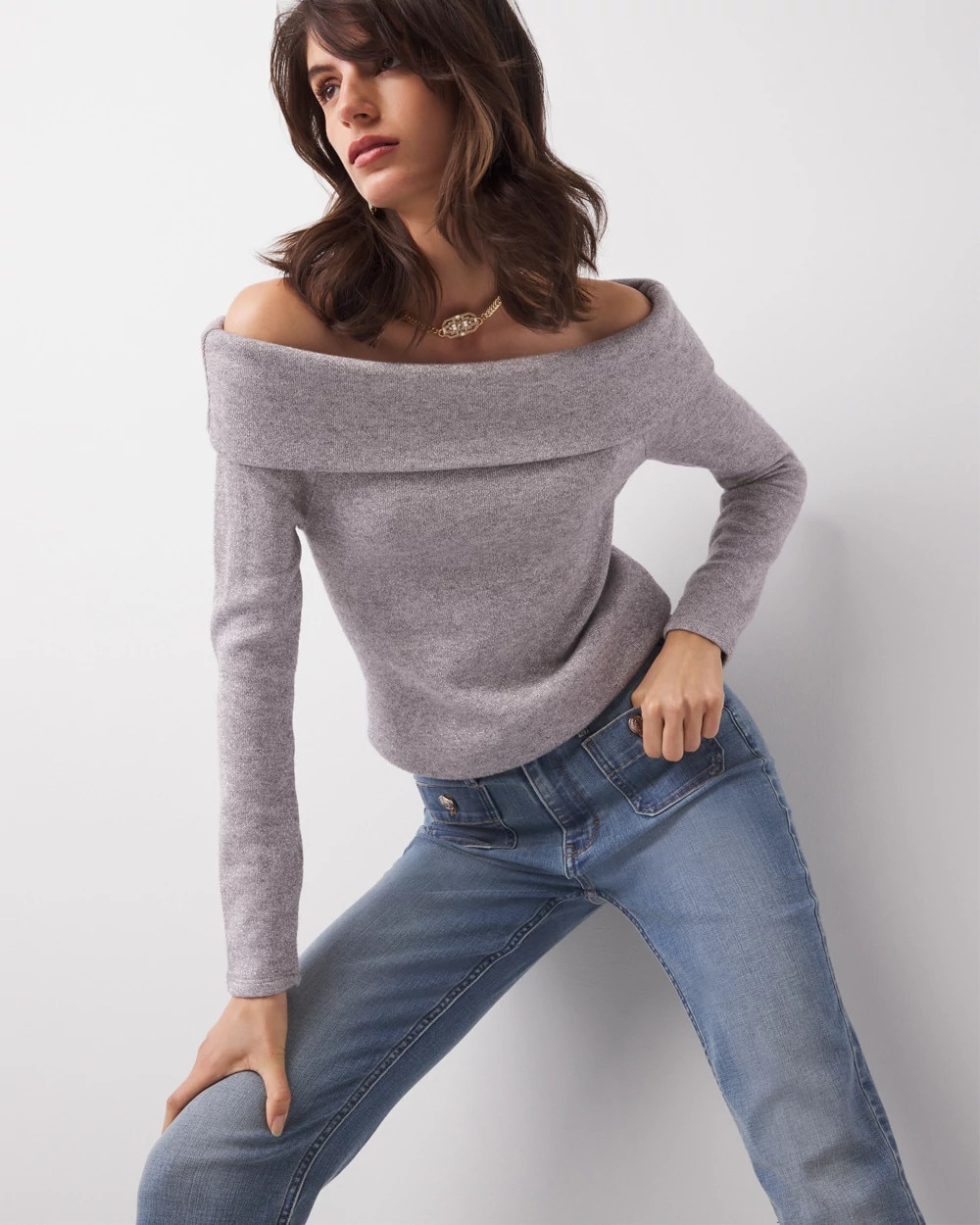 white house black market off the shoulder top