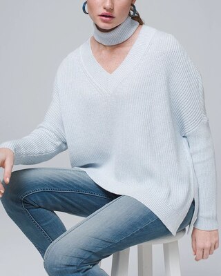 Petite Pullover Sweater with Removable Choker White House Black Market