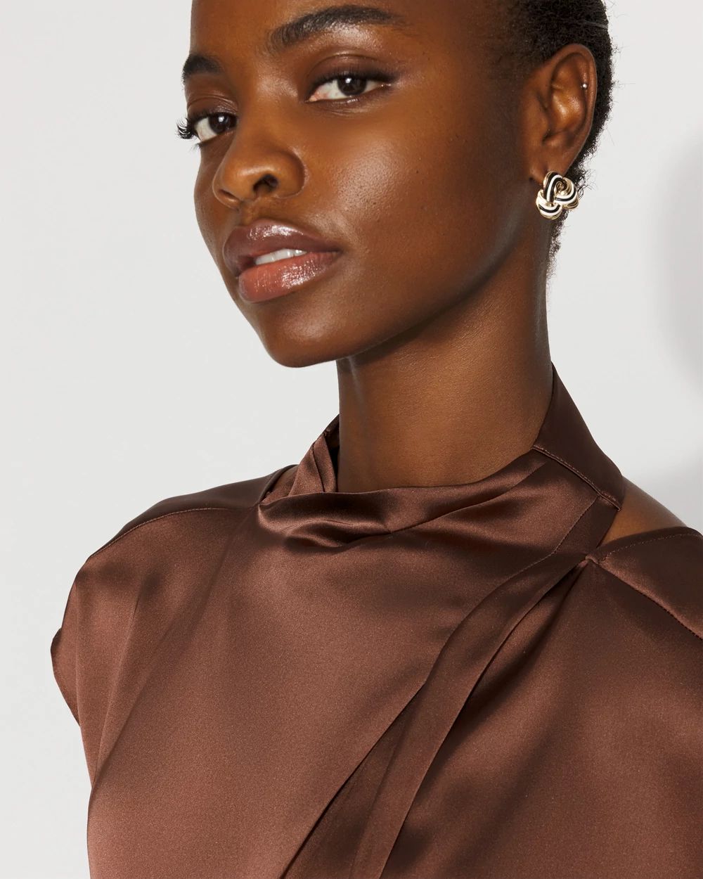 Satin Draped Sleeveless Blouse