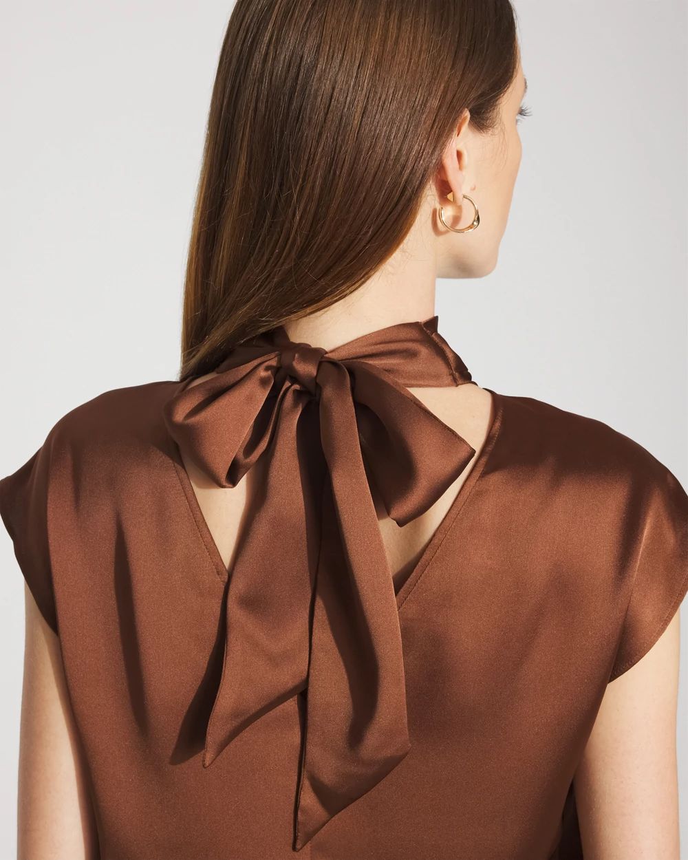 Satin Draped Sleeveless Blouse