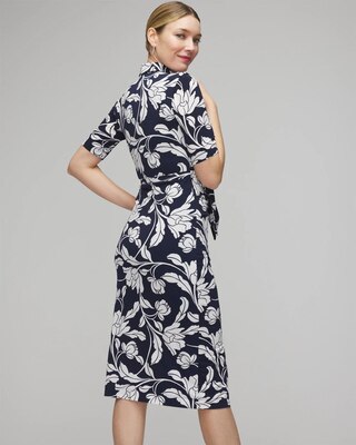 Short Sleeve Matte Jersey Ruched Tie-Front Midi Dress