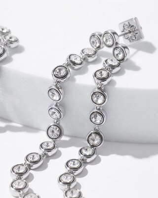 Silver Crystal Linear Drop Earrings