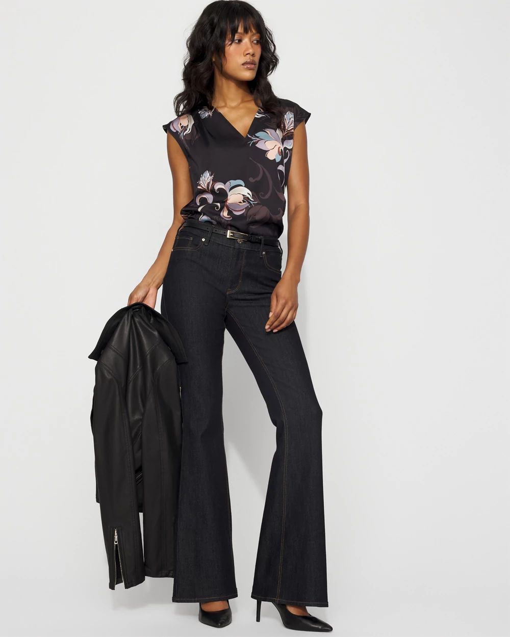 Satin V-Neck Shell
