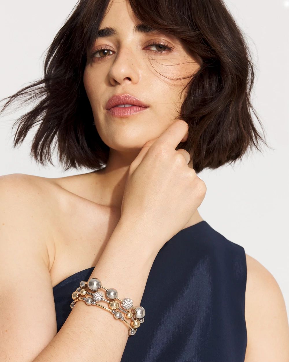 Ball Chain + Pavé 3-Pack Stretch Bracelets