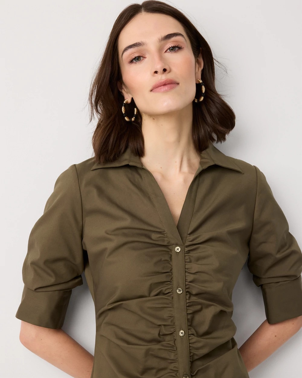 Ruched Shirt Dress