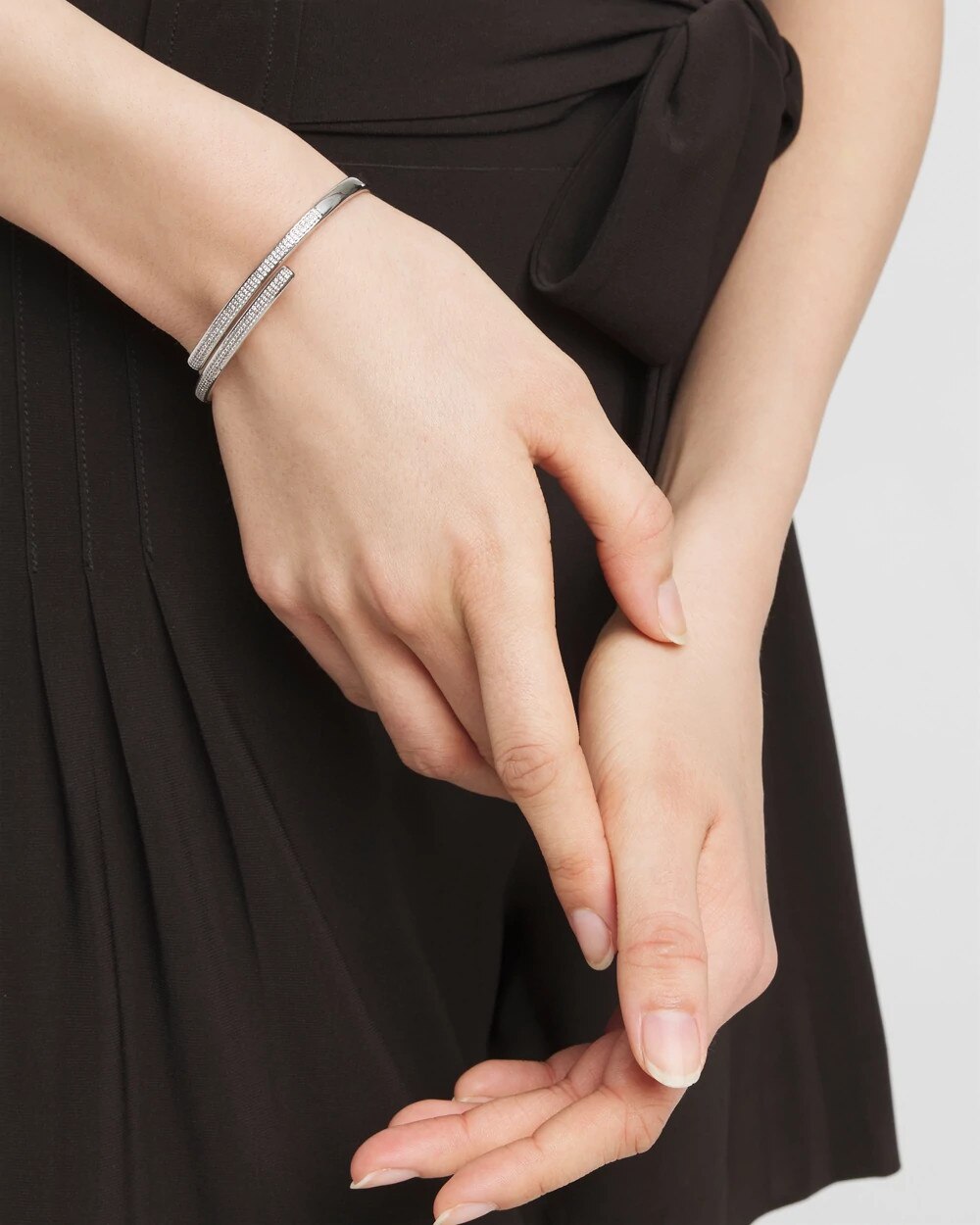 Silver Pave Overlap Hinge Bracelet - image 1