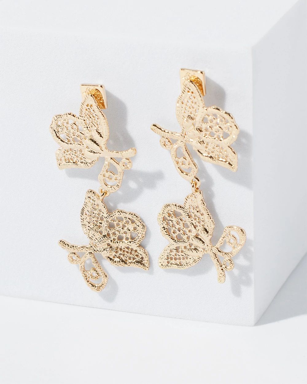 Gold Metal Lace Drop Earring