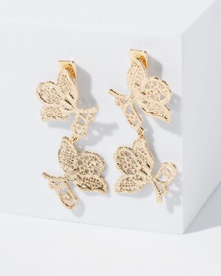 Gold Metal Lace Drop Earring