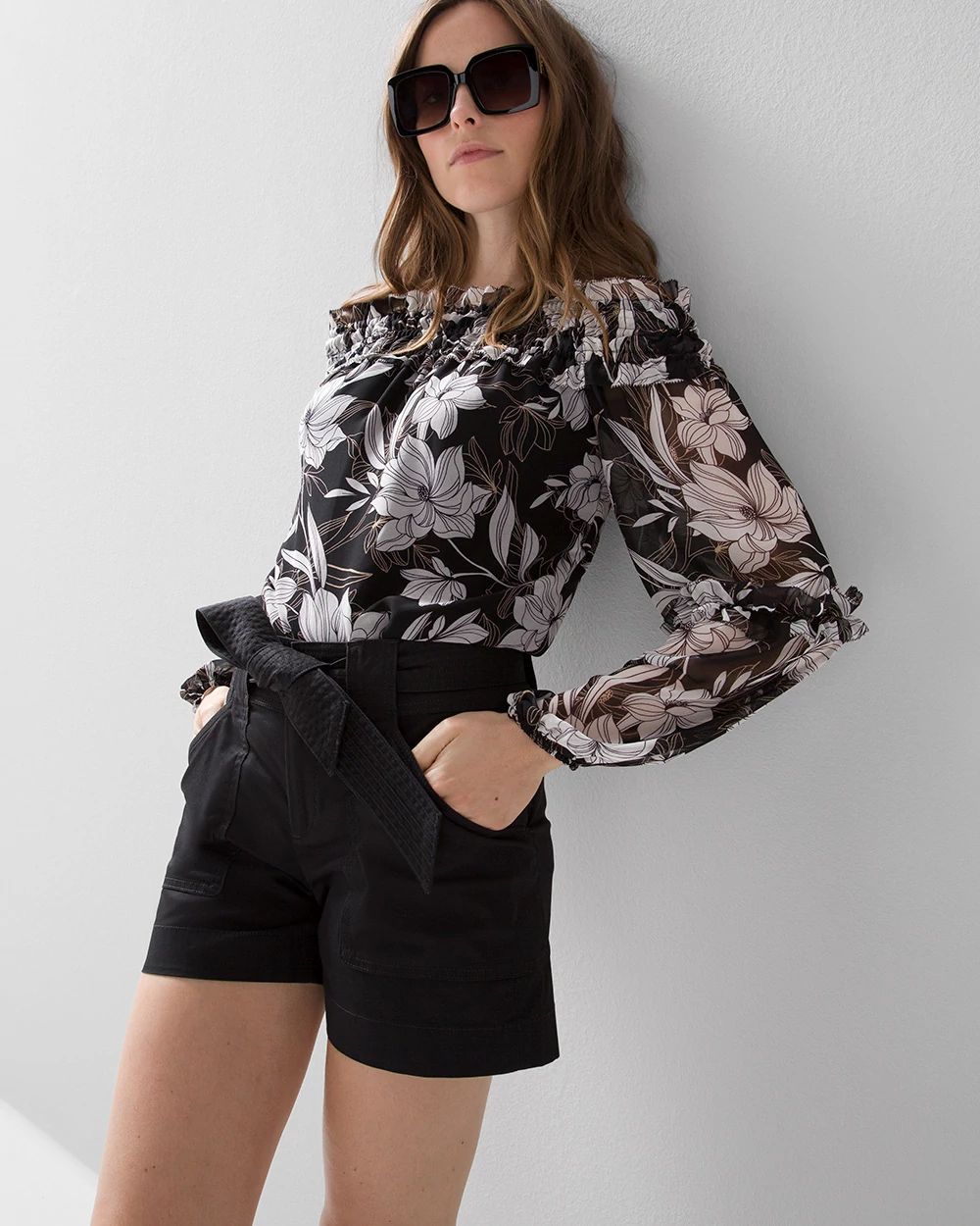 High-Rise Belted Pret Utility 5-Inch Shorts