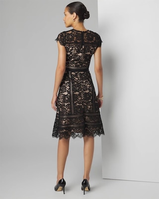 Short Sleeve Lace Fit-and-Flare Dress click to view larger image.